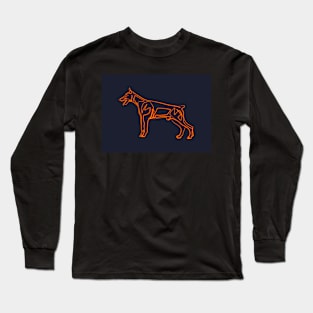 Doberman dog minimal contemporary illustration Long Sleeve T-Shirt